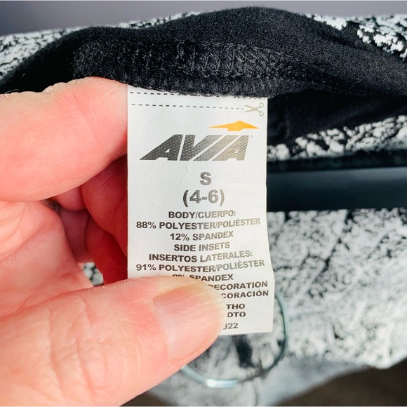 Avia Leggings Black White Stretch Active Fitness Yoga Running Casual Small 4 6 - Picture 4 of 5